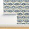 Bison Western Floral Blue Yellow Mountains Prairie National Parks Wildflower Lattice Custom Removable Wallpaper by Spoonflower Peel & Stick Wallpaper 2FT Wide